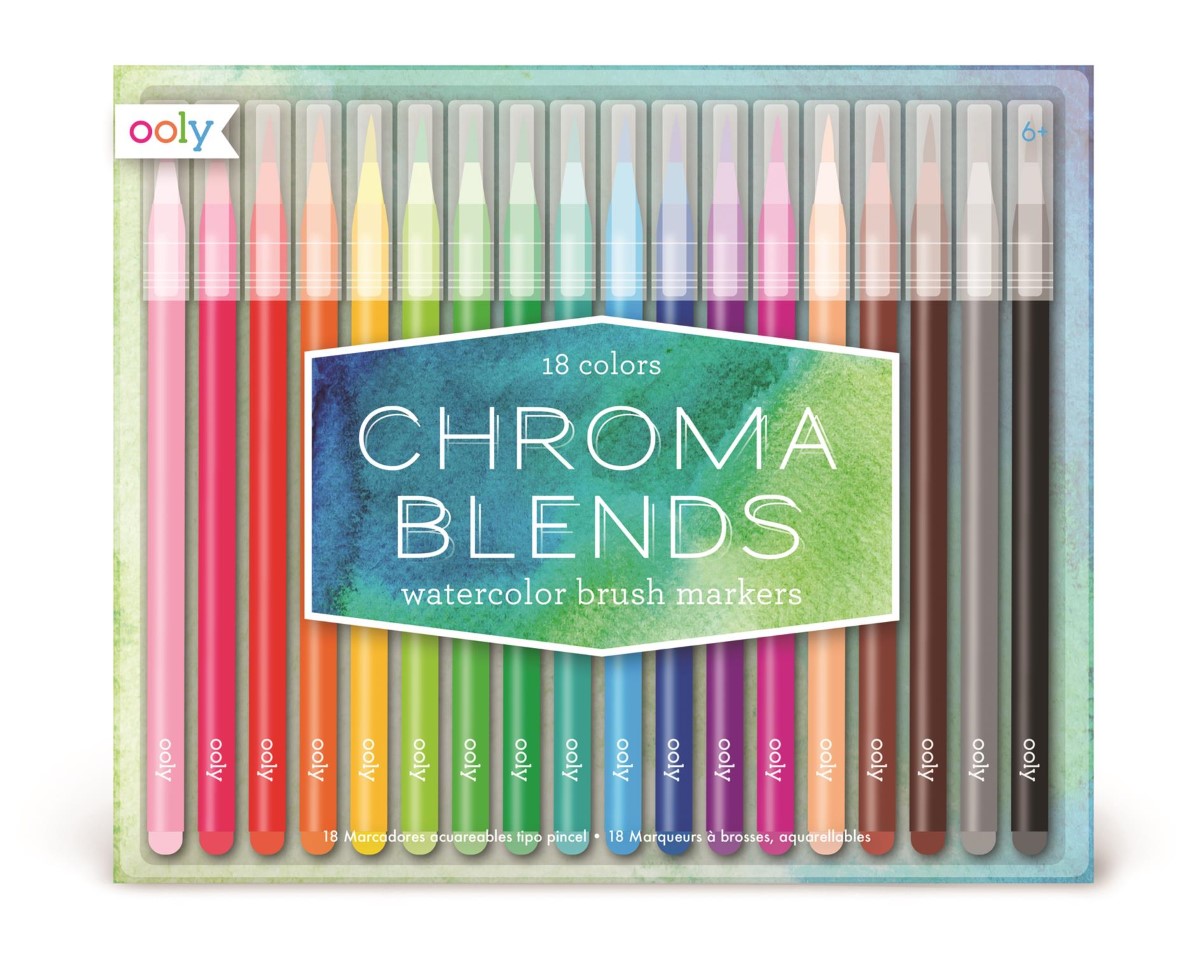 Ooly Chroma Blends Watercolor Brush Markers (Set of 18)