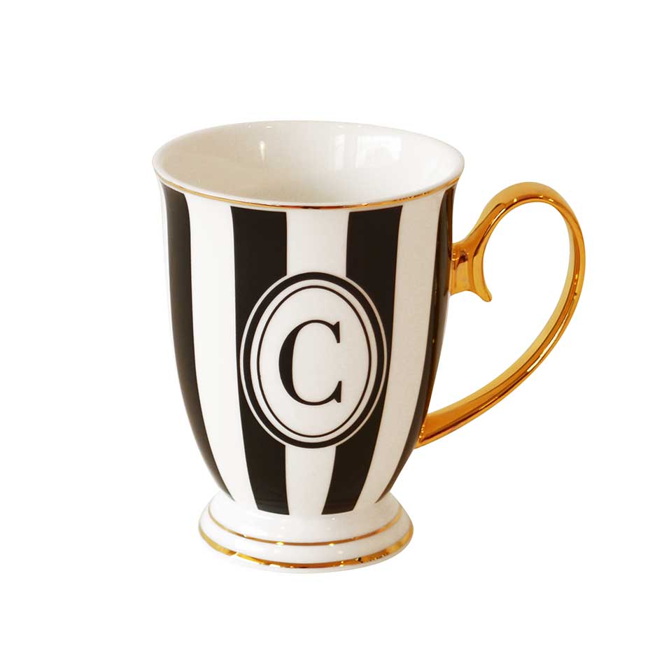 Bombay Duck Alphabet Stripy Letter C Black/White Mug 300ml