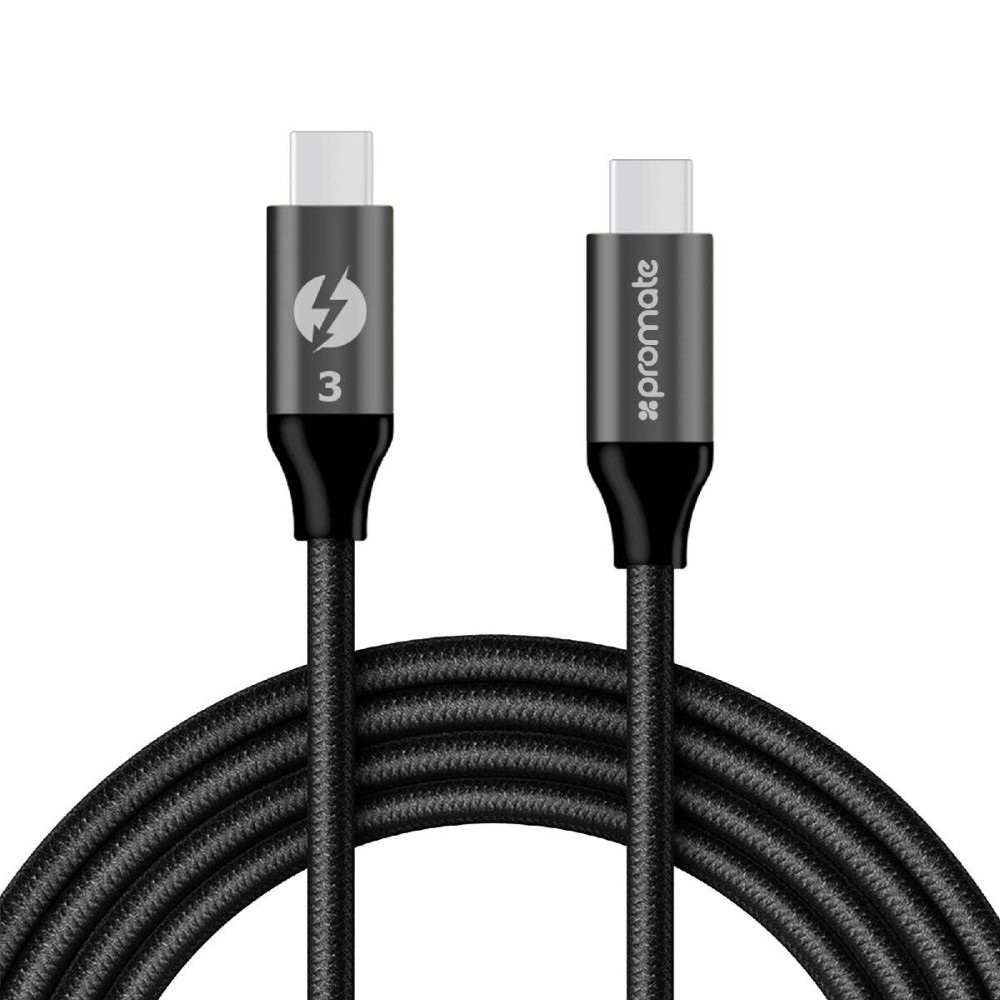 Promate Thunderlink-C20 Black USB-C Armor Mesh Data & Charge Cable
