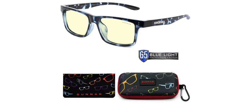 Gunnar Cruz Kids Large Blue Light Filter Glasses Navy Tortoise Frame/Amber Lens Tint