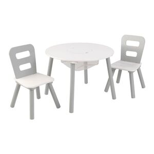 Kidkraft Round Table With Storage & 2 Chairs Set Gray & White