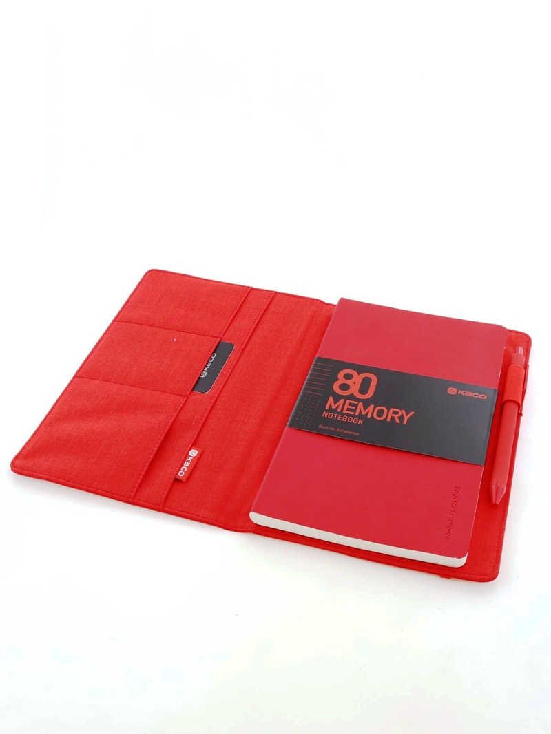 Kaco Memory Red A5 Notebook With Folder & Pure Soft Touch Gel Pen (10 Piece)