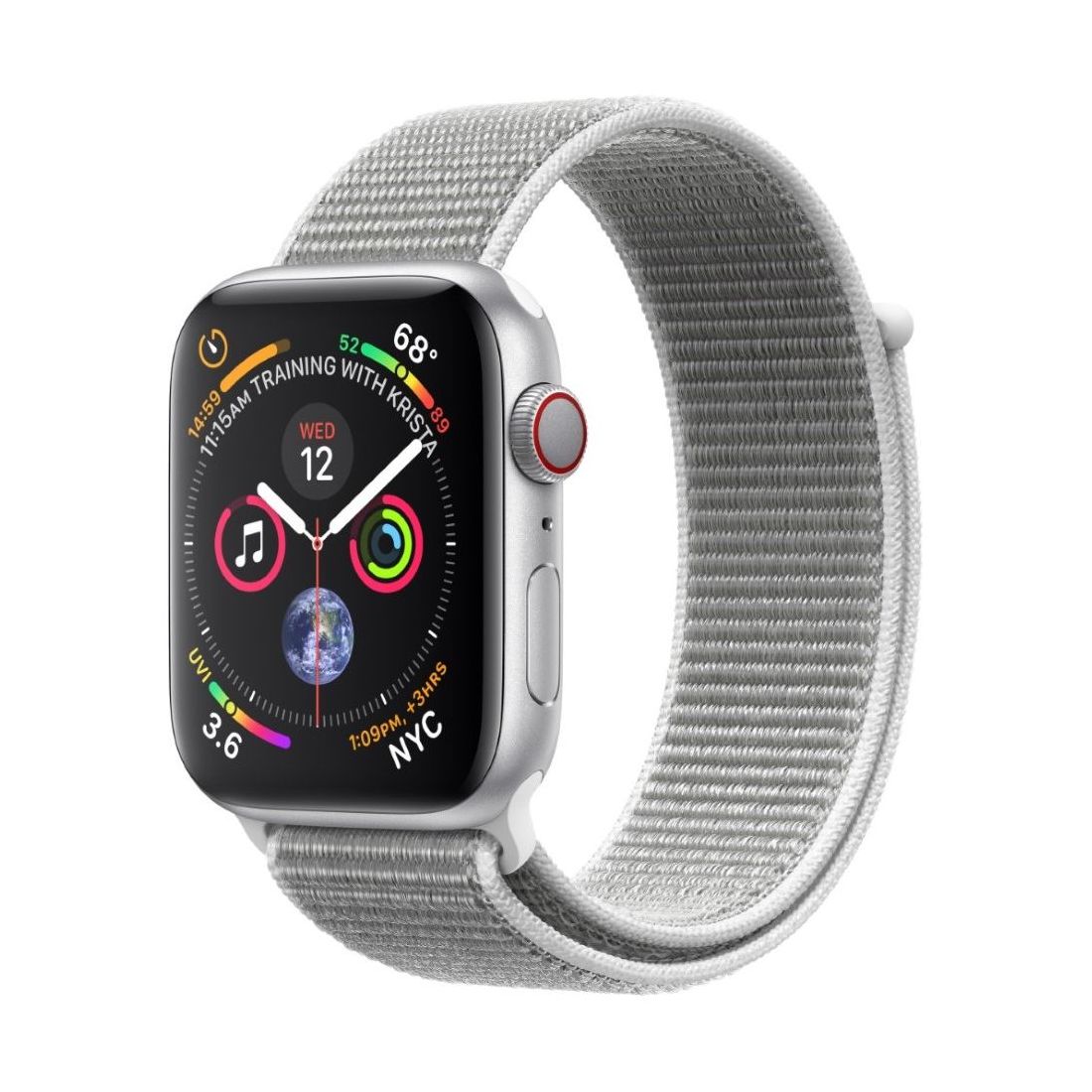 Apple Watch Series 4 GPS +Cellular 44mm Silver Aluminium Case with Seashell Sport Loop