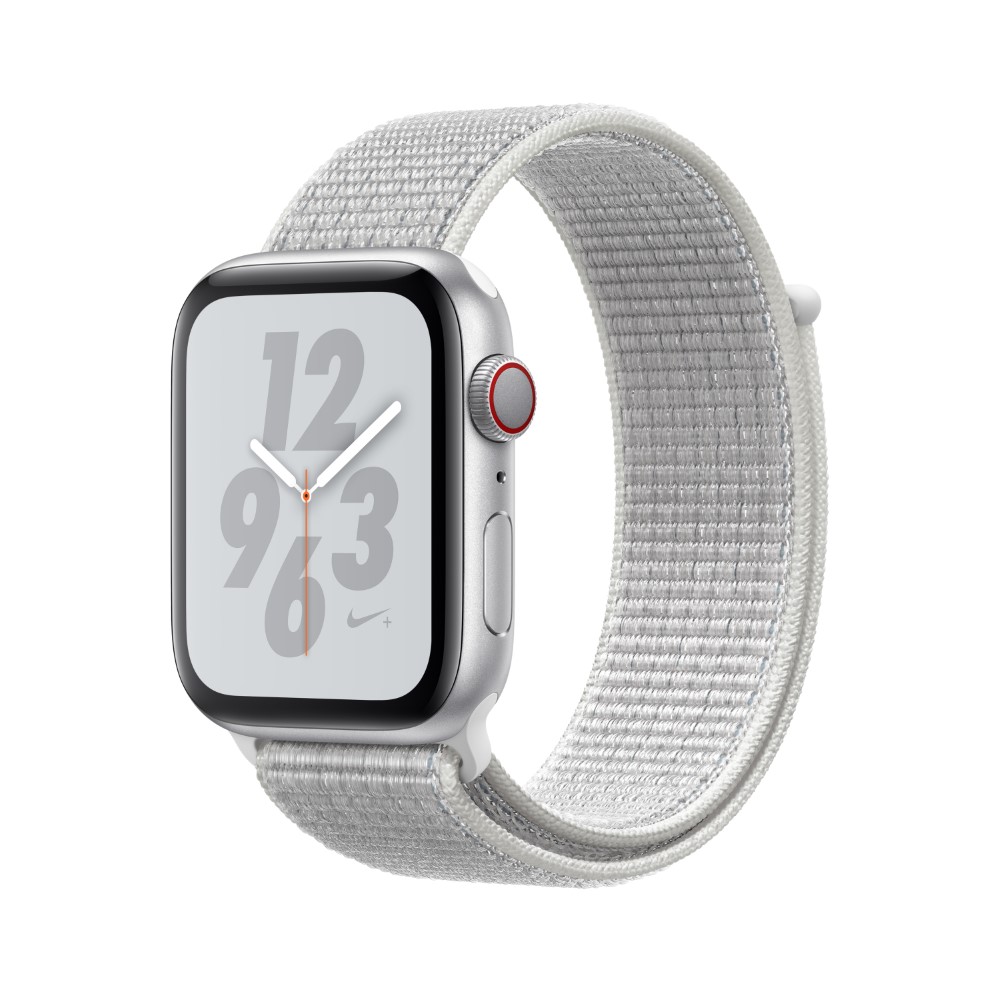 Apple Watch Nike+ Series 4 GPS + Cellular 44mm Silver Aluminum Case with Summit White Nike Sport Loop