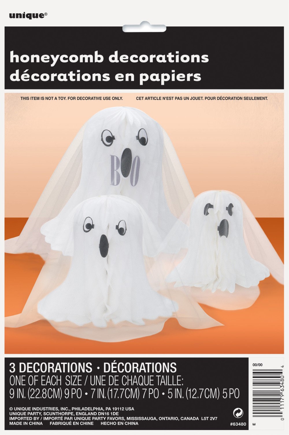 Unique Ghost Shaped Honeycomb Decorations (Set of 3)