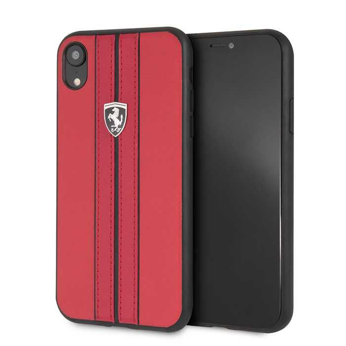 Ferrari Urban Leather Hard Case Red for iPhone XR