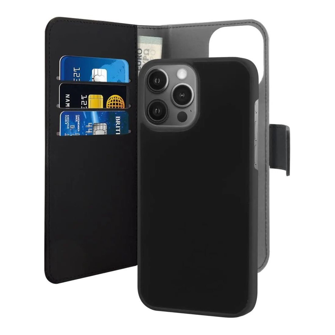 Puro Wallet Detachable 2-in-1 Case Black for iPhone 13 Pro Max