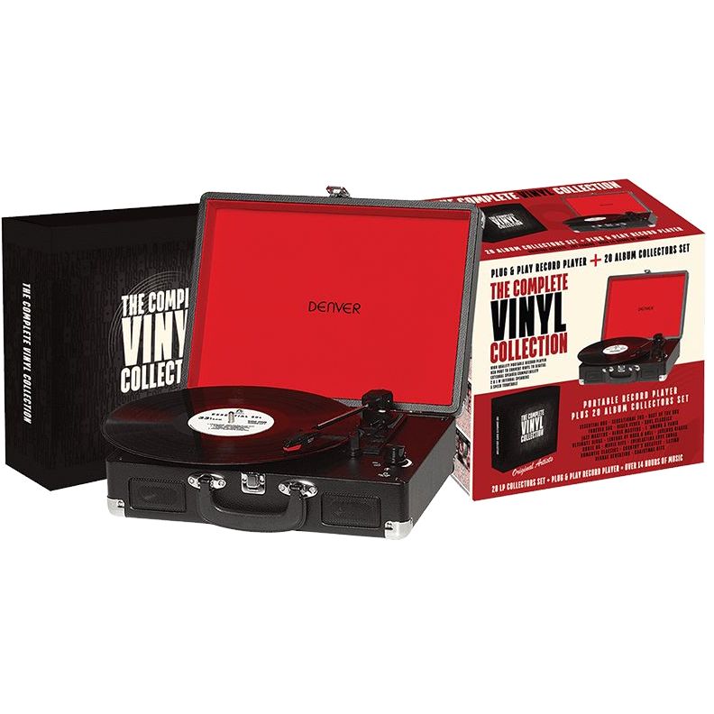 The Bellevue Complete Vinyl Collection Record Player Black (Includes 20 Vinyl Albums)