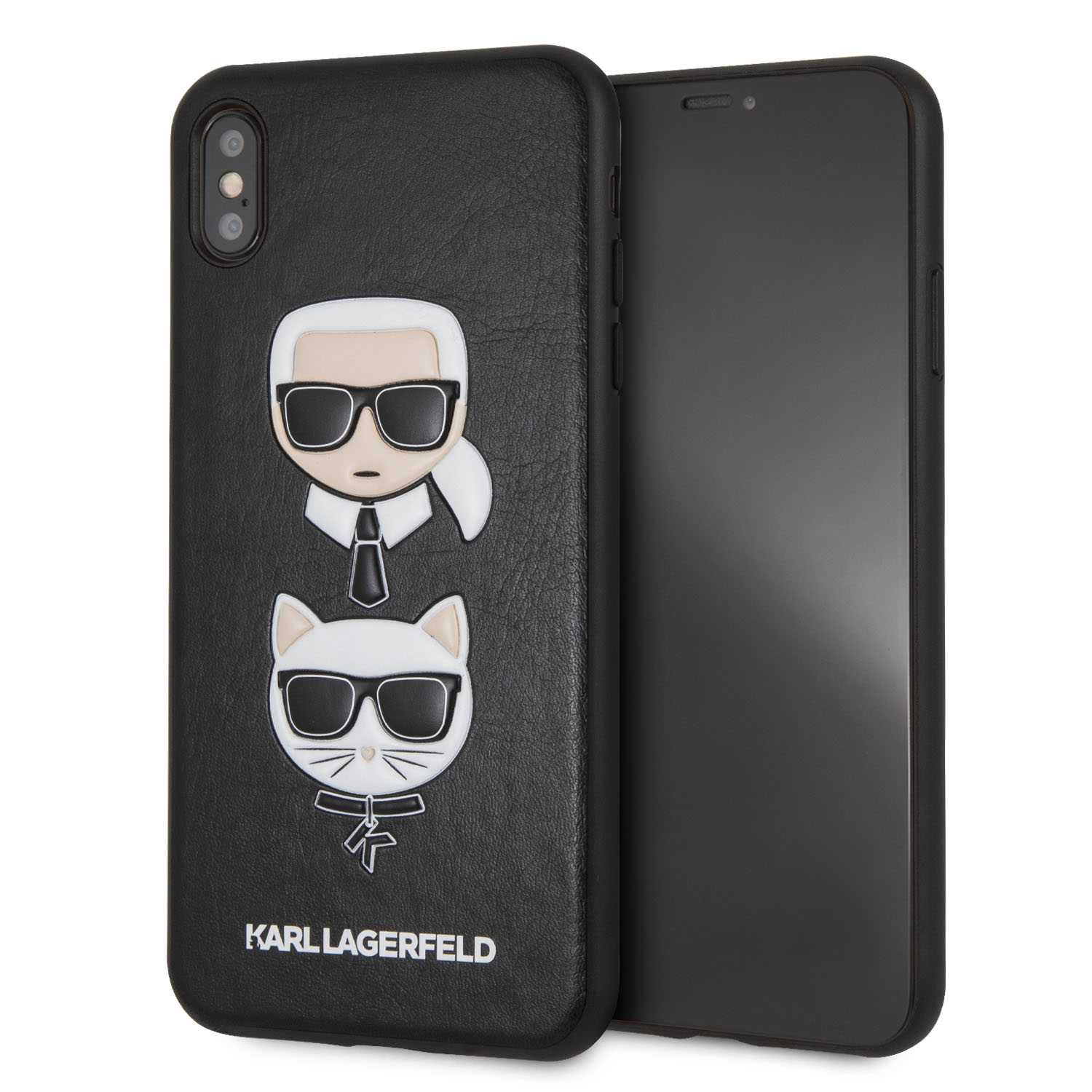 Karl & Choupette Leather Embossed Case Black for iPhone XS Max