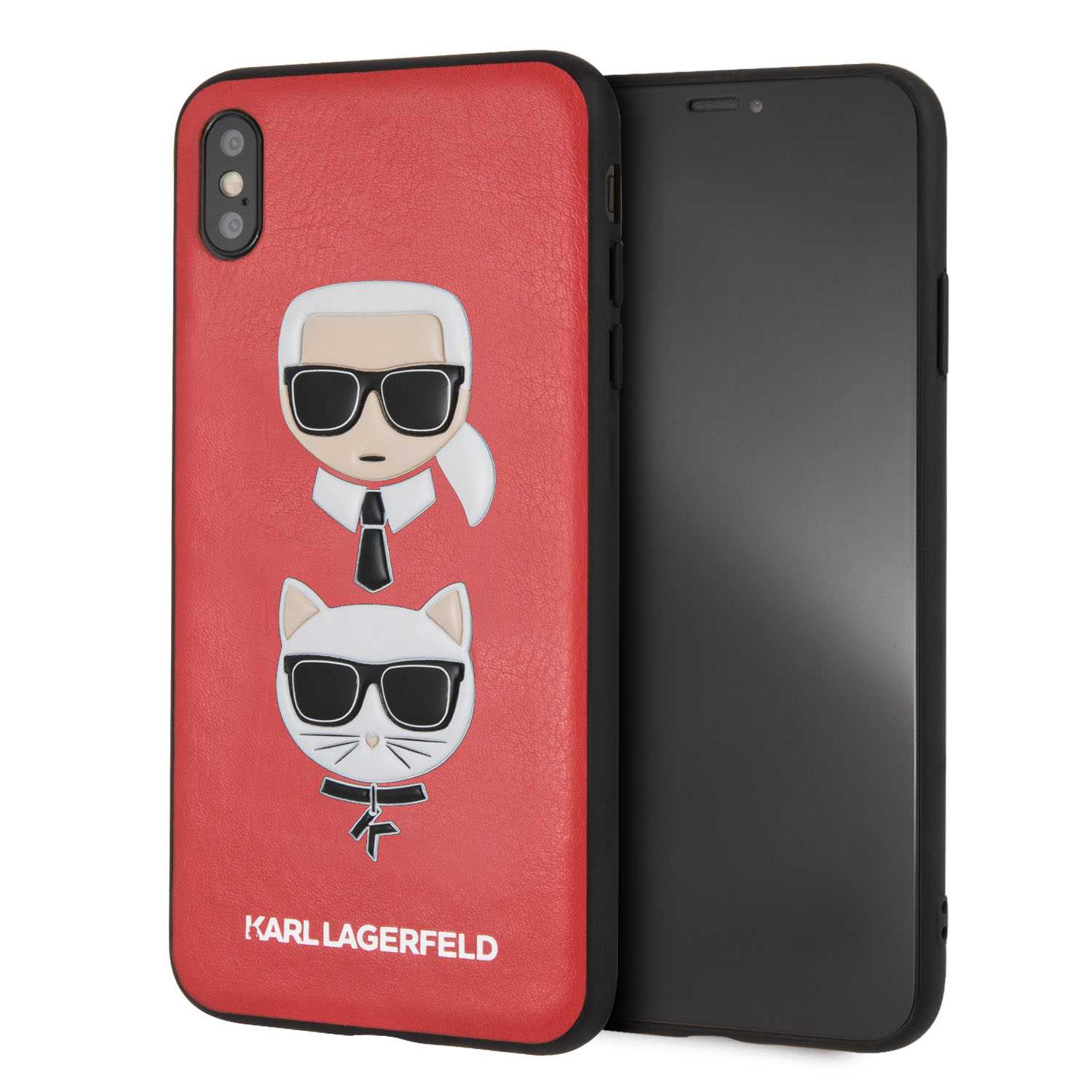 Karl & Choupette Leather Embossed Case Red for iPhone XS Max