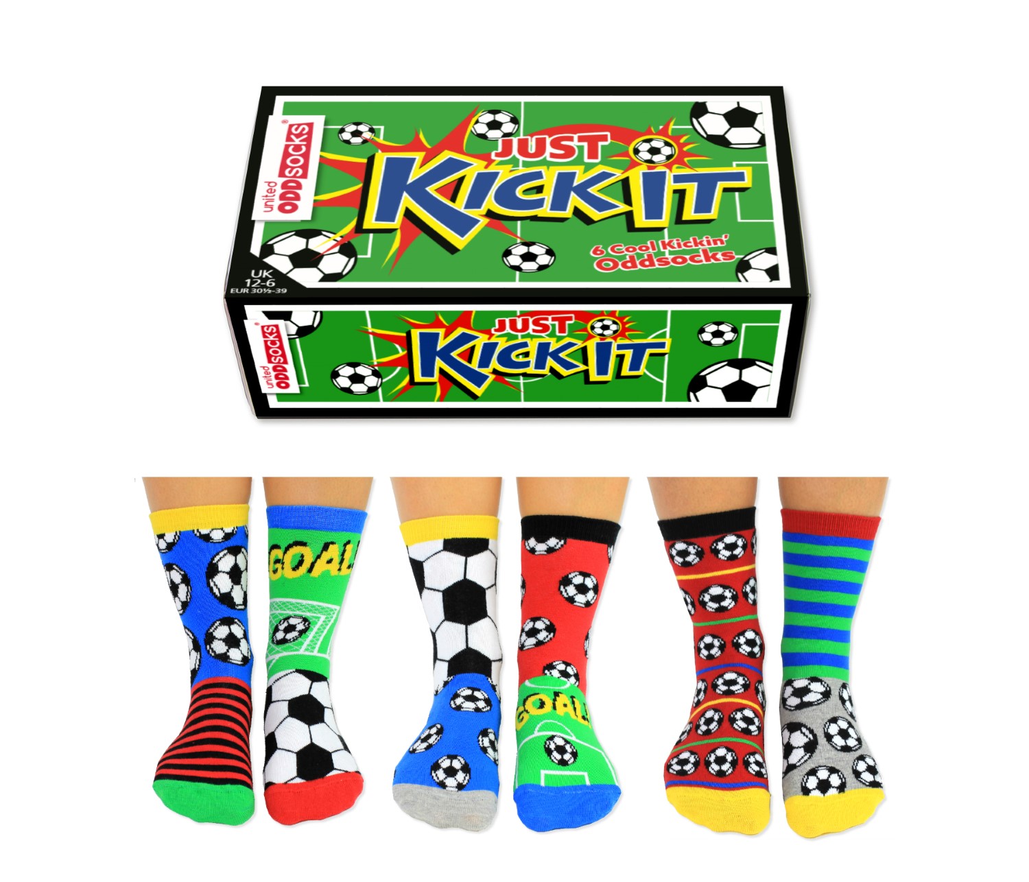 United Oddsocks Kick It Kids Socks (Size 6-12 UK)