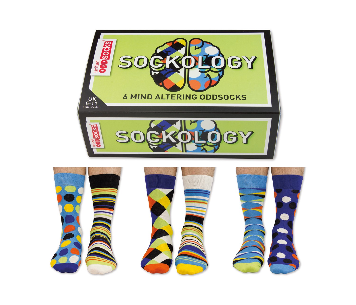 United Oddsocks Sockology Men's Socks Size 6-11 UK (Set of 3 Pairs)