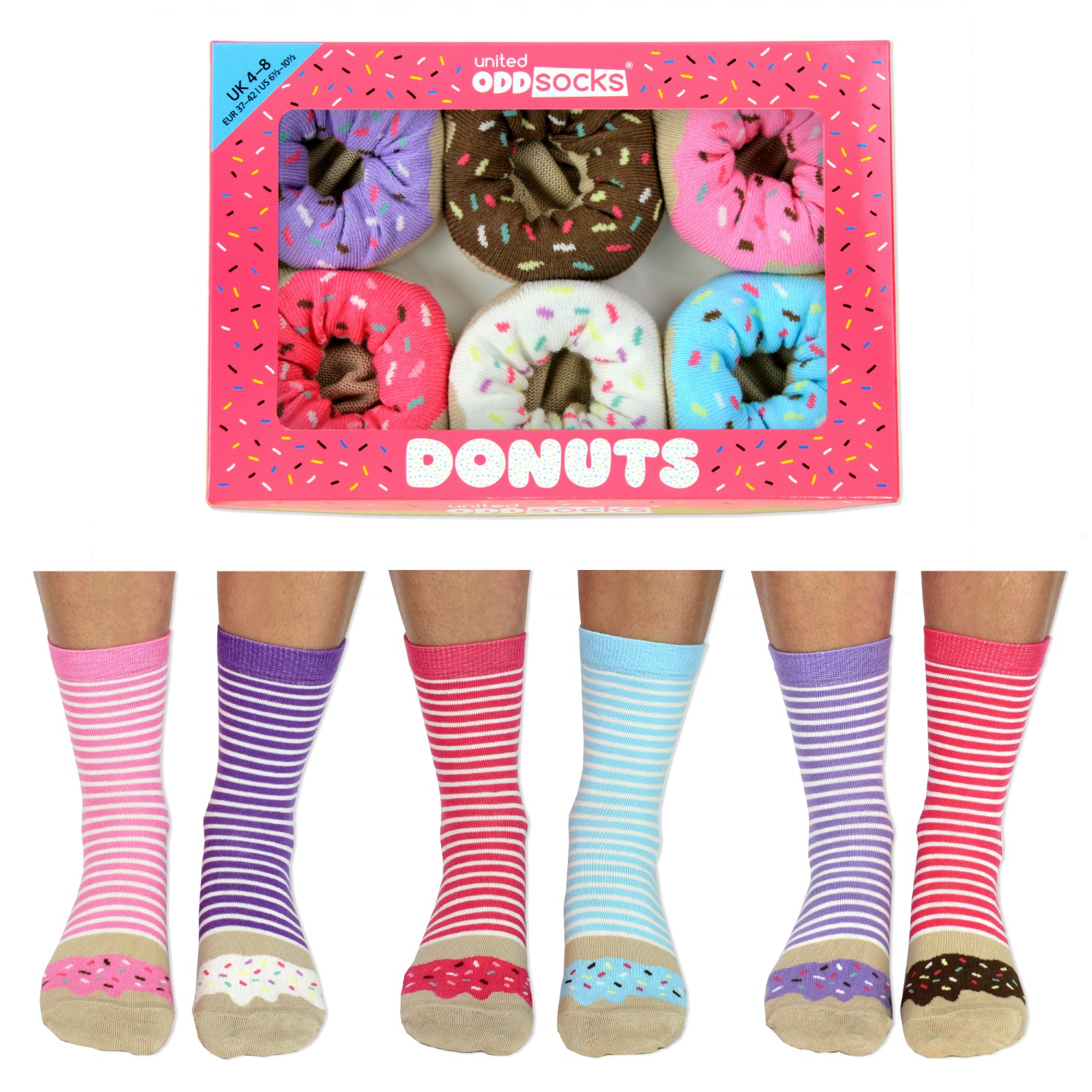 United Oddsocks Donuts Women's Socks Size 4-8 UK (Set of 3 Pairs)