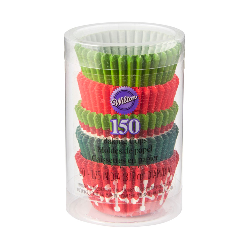 Wilton X'mas Holiday Mini Baking Cups Tube (Pack of 150)