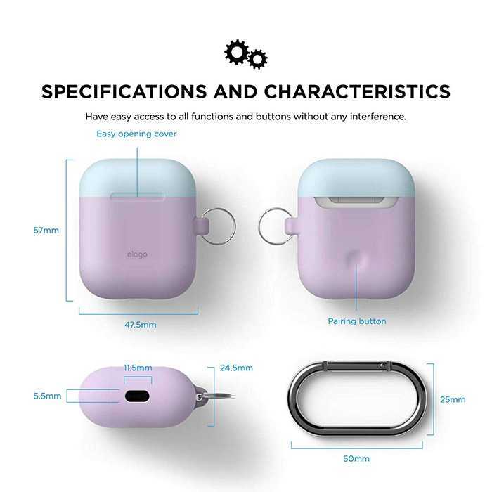 Elago Duo Hang Case Lavender/Pink/Pastel Blue for AirPods