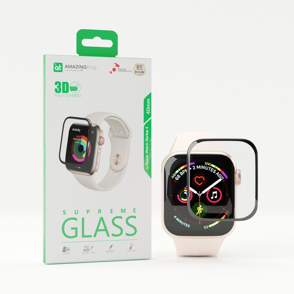 Amazing Thing 40 mm Glass Screen Protector Black For Apple Watch Series 4