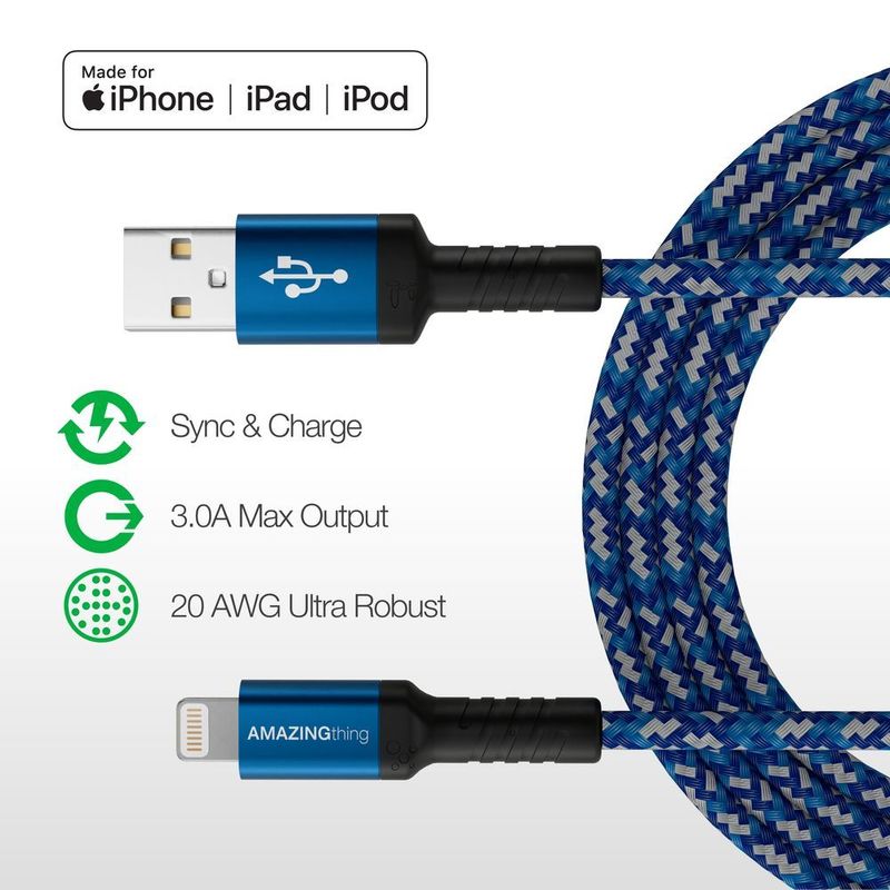 Amazing Thing Supremelink Mfi Lightning Bullet Shield Cable 1.2M Blue