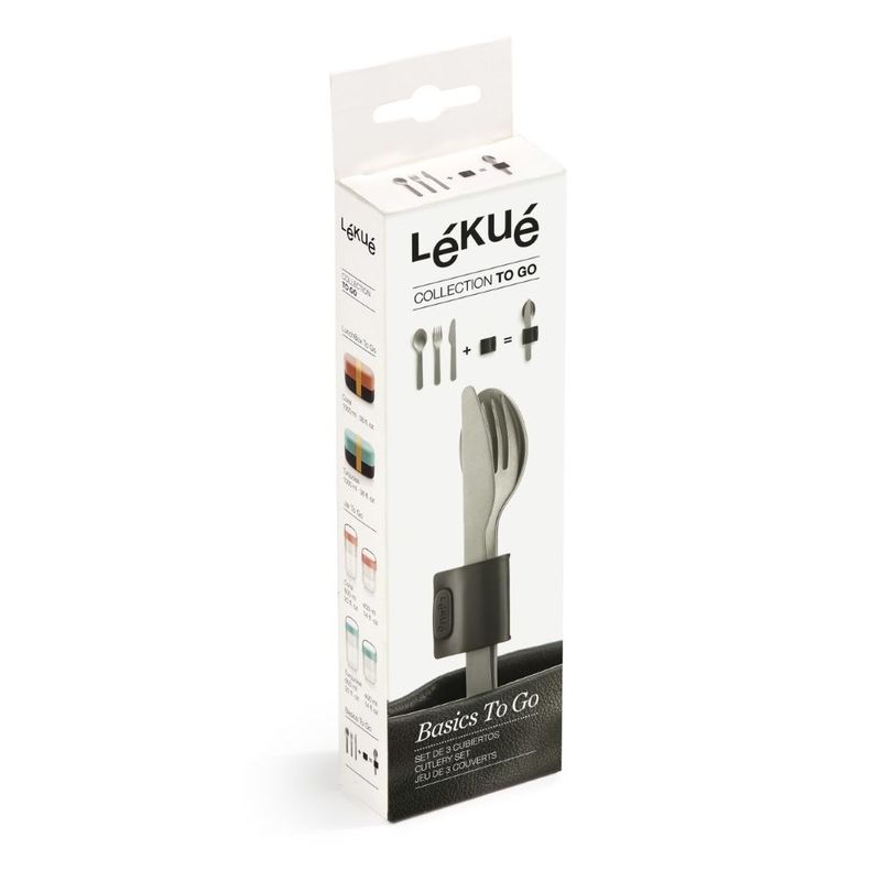 Lekue Basics To Go Cutlery Silver 4X1 4X16cm