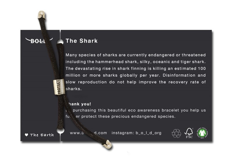 Bold Hammerhead Shark Endangered Eco Black Bracelet