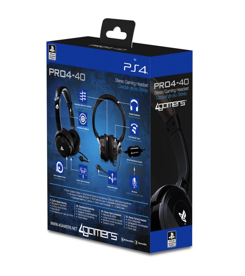 4Gamers PRO4-40 Black Stereo Gaming Headset for PS4