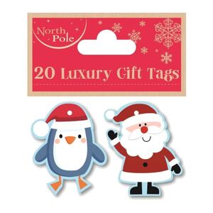 Eurowrap 20Pk Santa & Penguie Tag Christmas Gift Tag