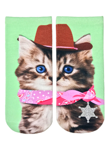 Living Royal Cowboy Kitty Glitter Women's Ankle Socks