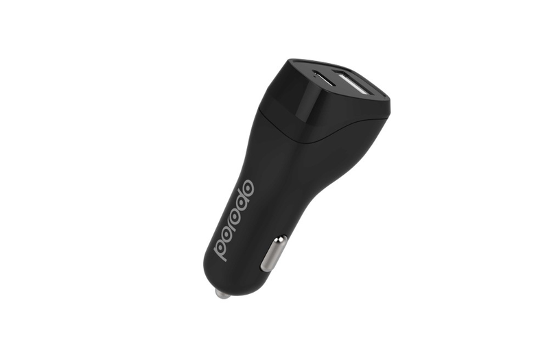 Porodo Dual Port Car Charger 30with PD 18W Black
