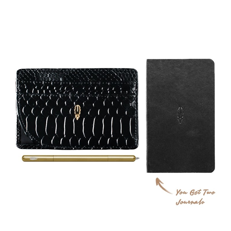 Inscribe Journals + Wallet + Pen Set Black Gold