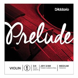 D'Addario J8113/4M Prelude Violin String Set 4/4 Scale - Medium Tension