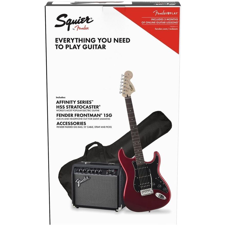 Squier by Fender Affinity Series Stratocaster HSS 15G Electric Guitar Pack Candy Apple Red