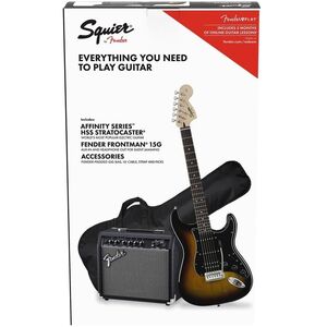 Squier by Fender Affinity Series Stratocaster HSS 15G Electric Guitar Pack Brown Sunburst