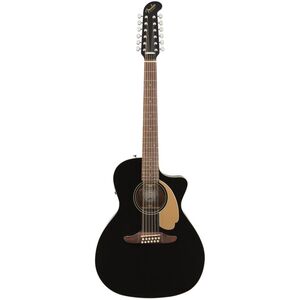 Fender Villager 12-String Acoustic Electric Guitar with Bag - Black