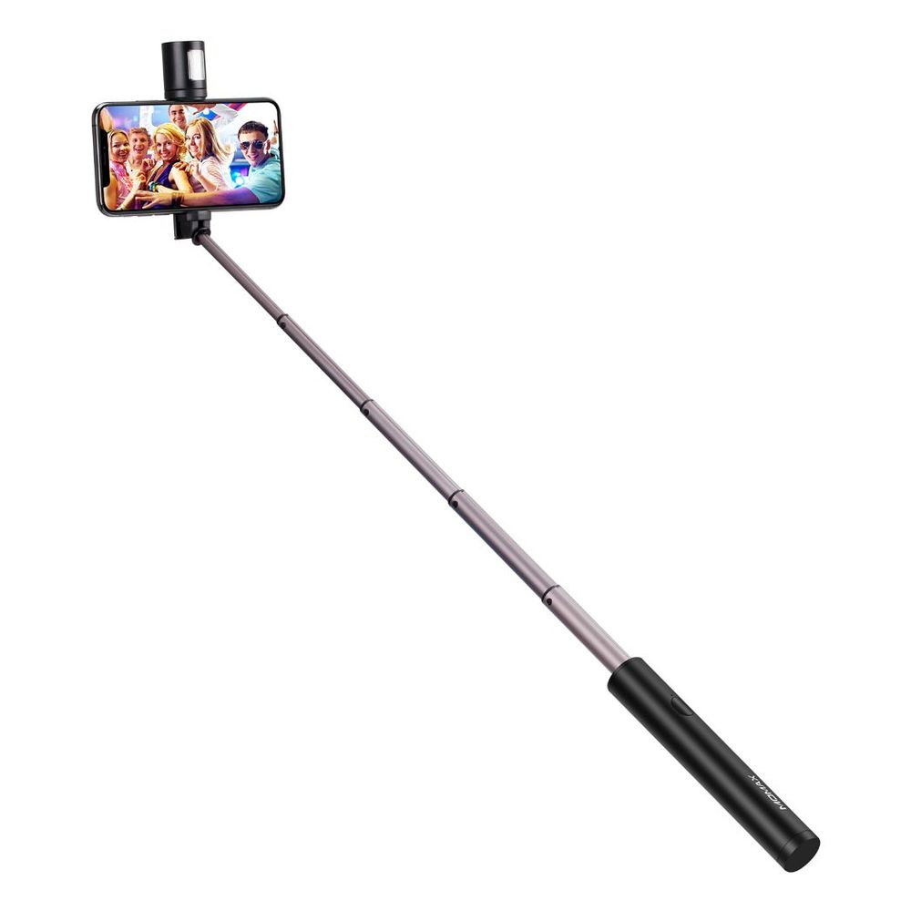Momax Selfie Stick With Mini Led Fill Light Black