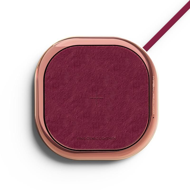 Mipow Power Xcube Slim Leather Rose Gold Qi Fast Wireless Charging Pad