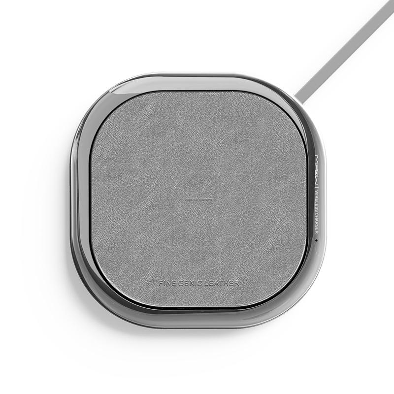 Mipow POWER XCUBE Slim Leather Grey Qi Fast Wireless Charging Pad