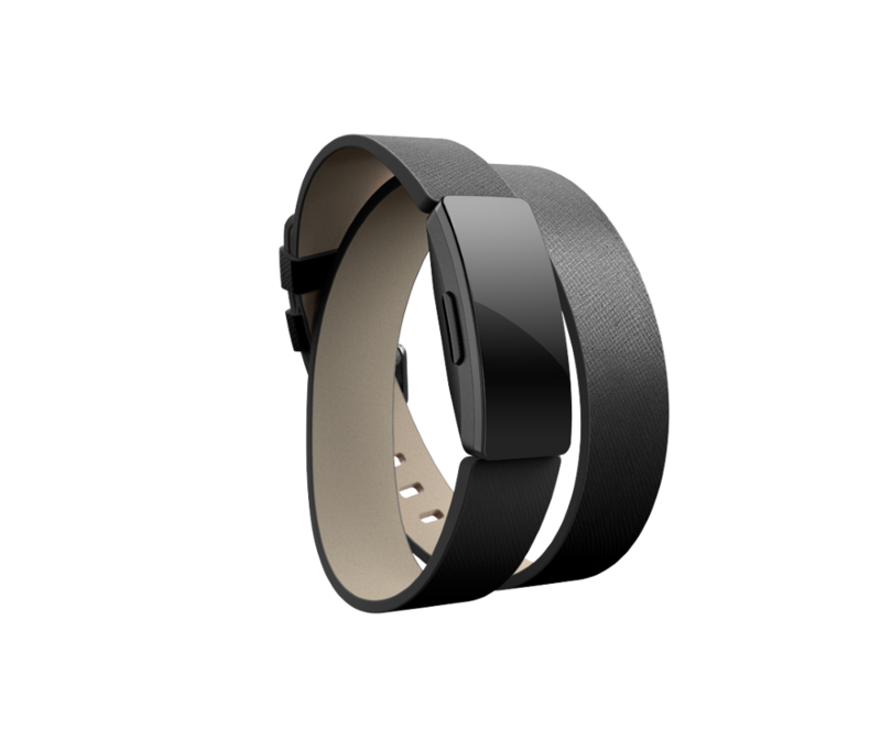 Fitbit Inspire Double Leather Wrap Band Black One Size