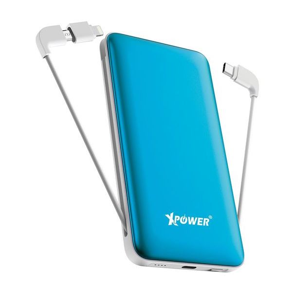 XPower PD10X 10000mAh 3-in-1 Built-In Cable Power Bank Blue