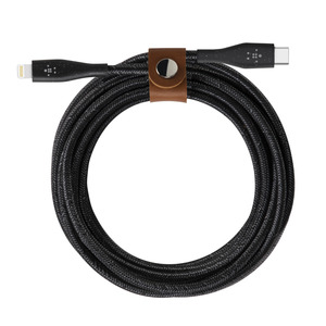 Belkin DuraTek BOOSTCHARGE USB-C Cable with Lightning Connector + Strap Black
