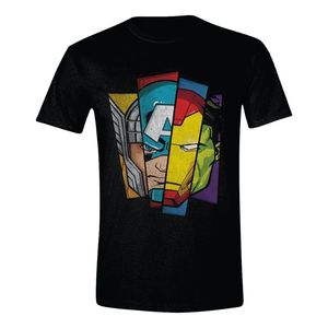 Time City Avengers Faces Split Men's T-Shirt Black M