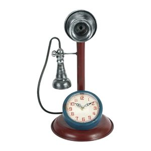 Hometime Metal Mantel Retro Telephone 37cm Clock