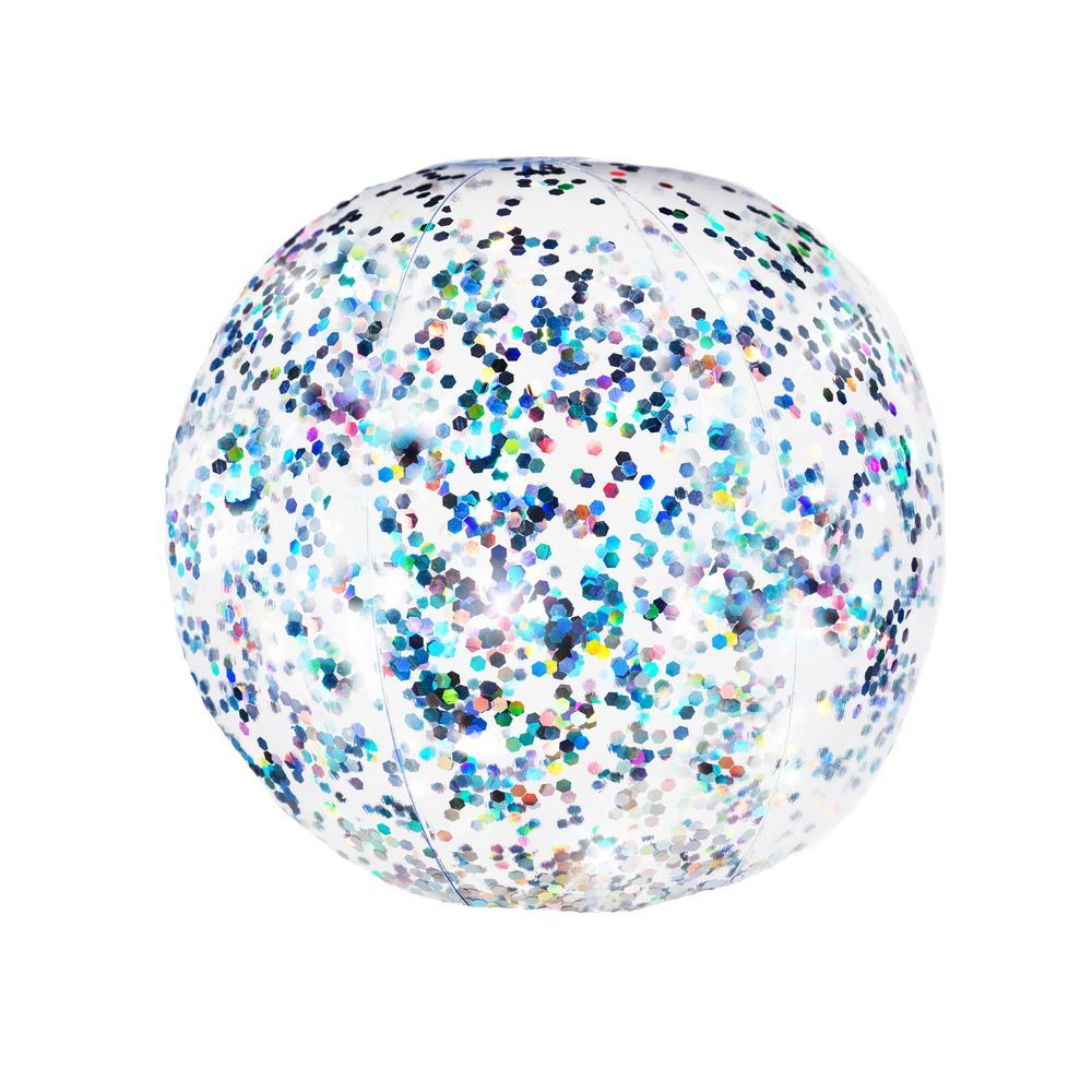 Glitter Beach Ball Silver Glitter 13.75 Inch
