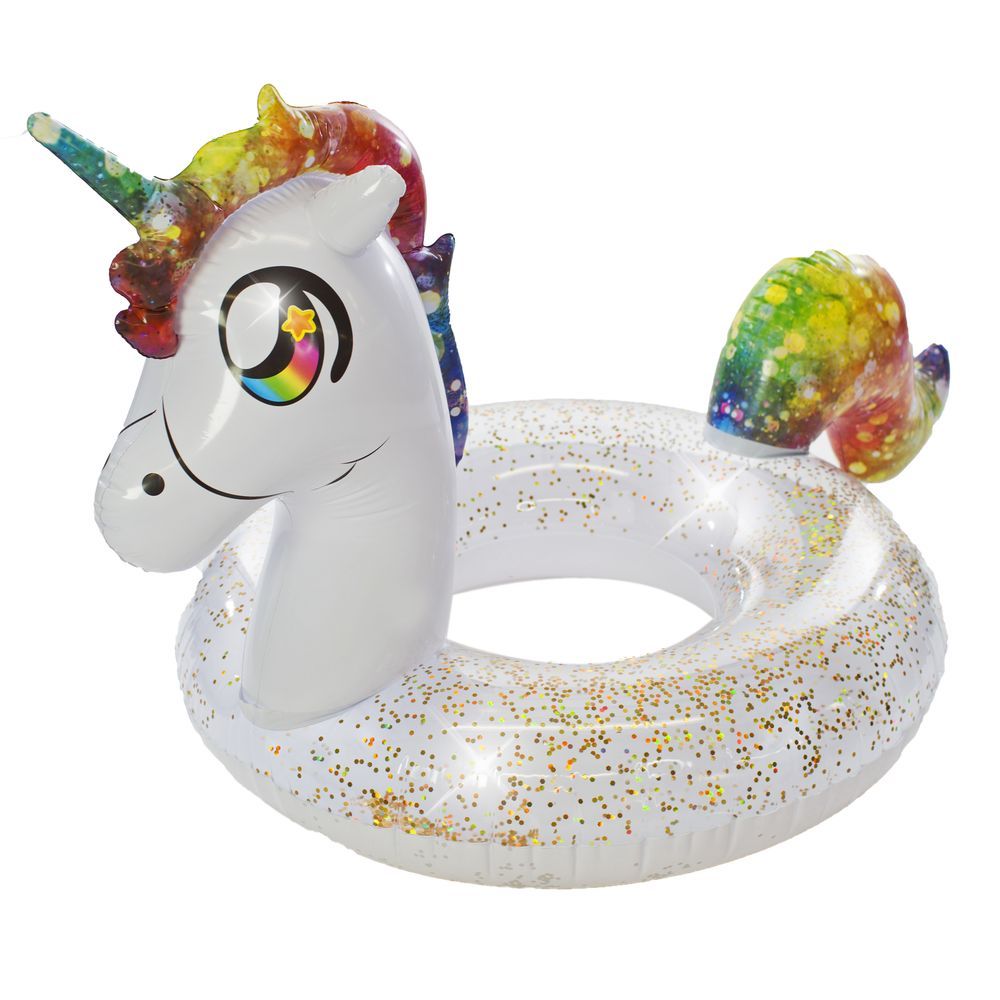 Glitterfied Jumbo Rainbow Unicorn Inflatable Pool Tube
