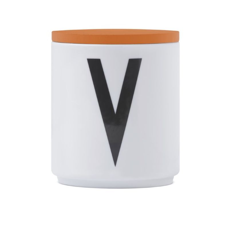 Design Letters Wooden Lid For Porcelain Cup Orange