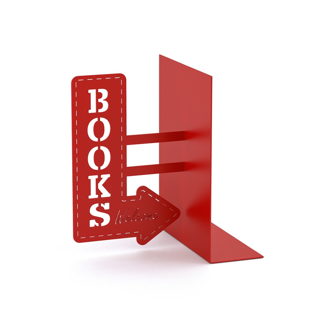 Balvi Bookend Bookshop Red Metal