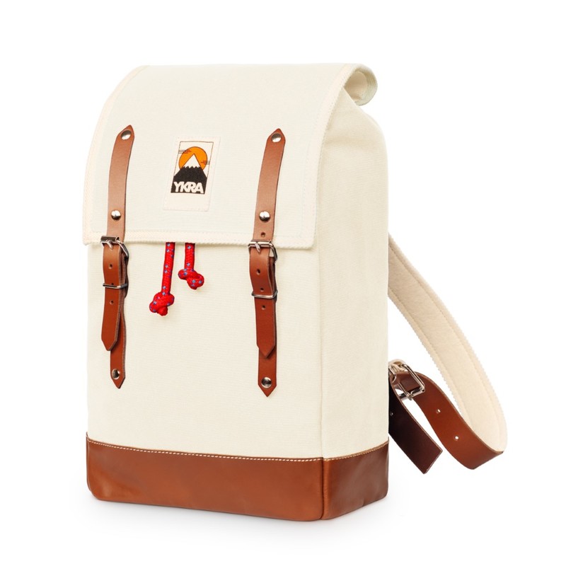 Ykra Matra Mini Leather Strap White Backpack