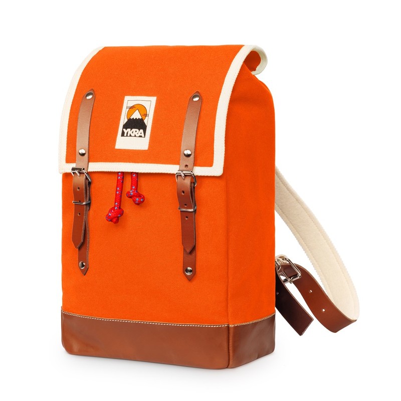 Ykra Matra Mini Leather Strap Orange Backpack