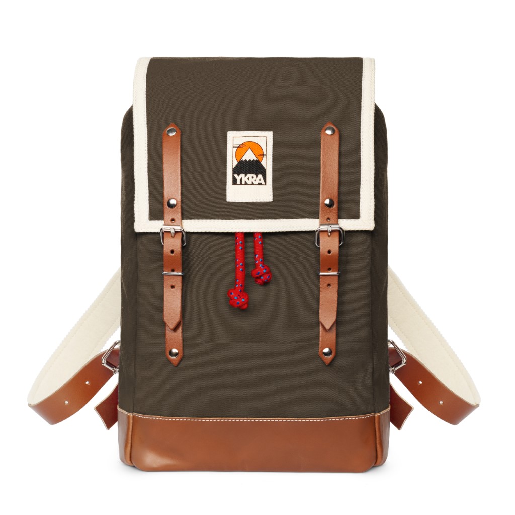 Ykra Matra Mini Leather Strap Khaki Backpack