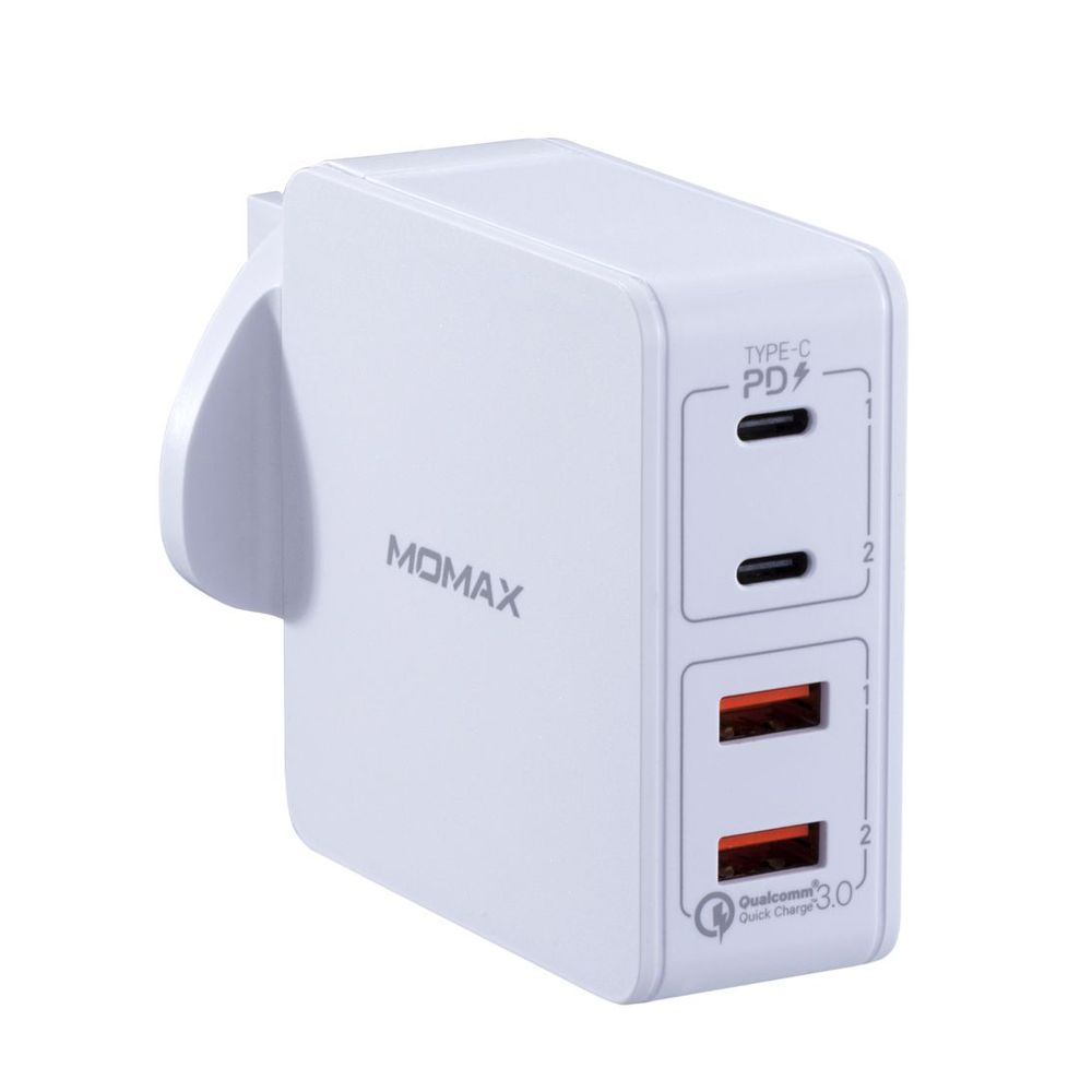 Momax One Plug 4-Port Type-C + Qc3.0 Fast Charger White
