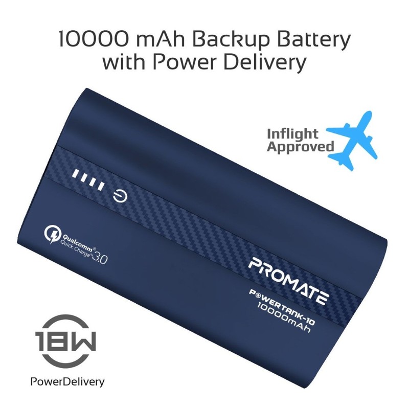 Promate Powertank-10 Blue 10000mAh Metallic Power Bank