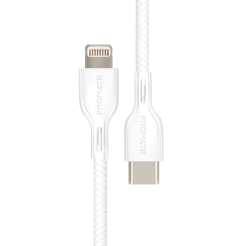 Promate Powerlink White USB-C to Lightning MFi Certified Cable 1.2M